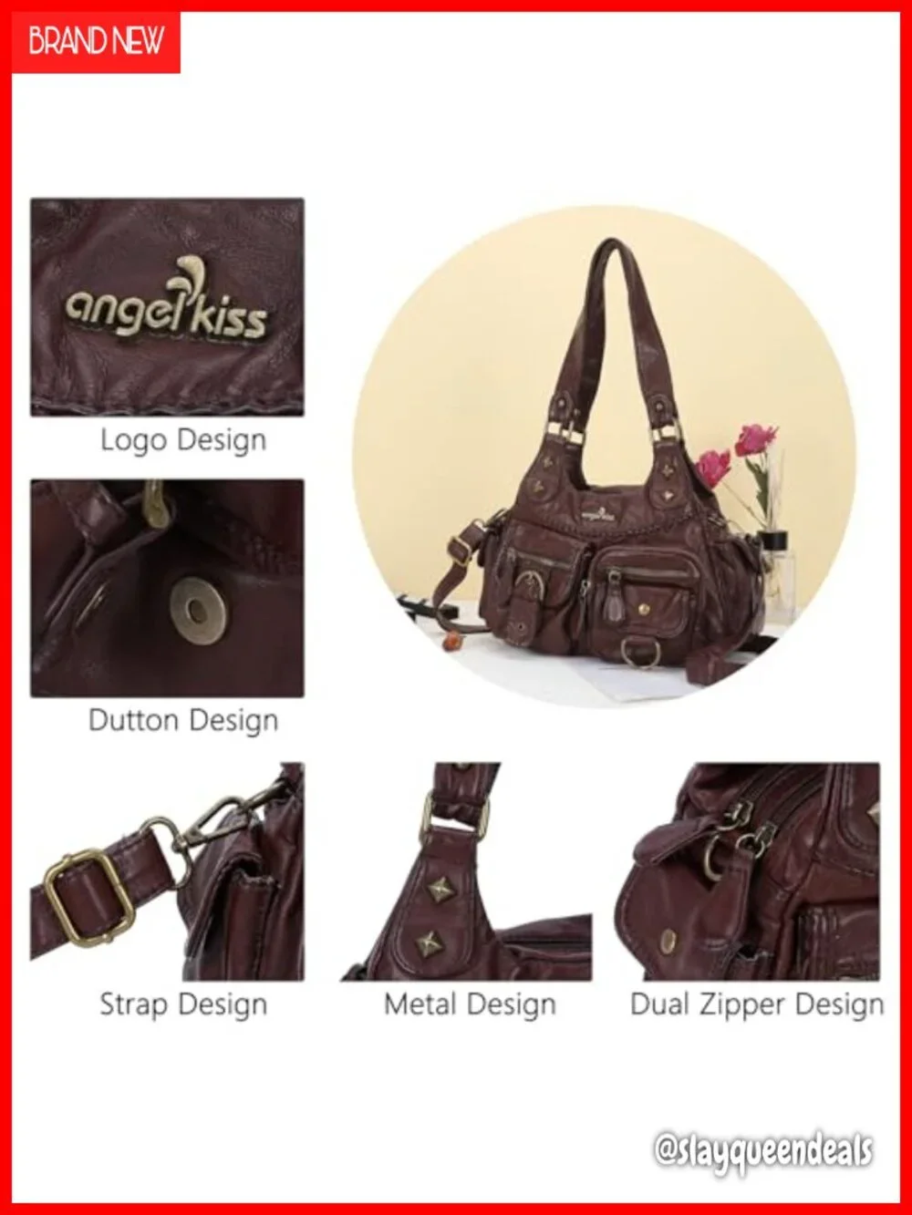 Vegan Leather Hobo Bag for Women Crossbody Shoulder Purse with Zipper